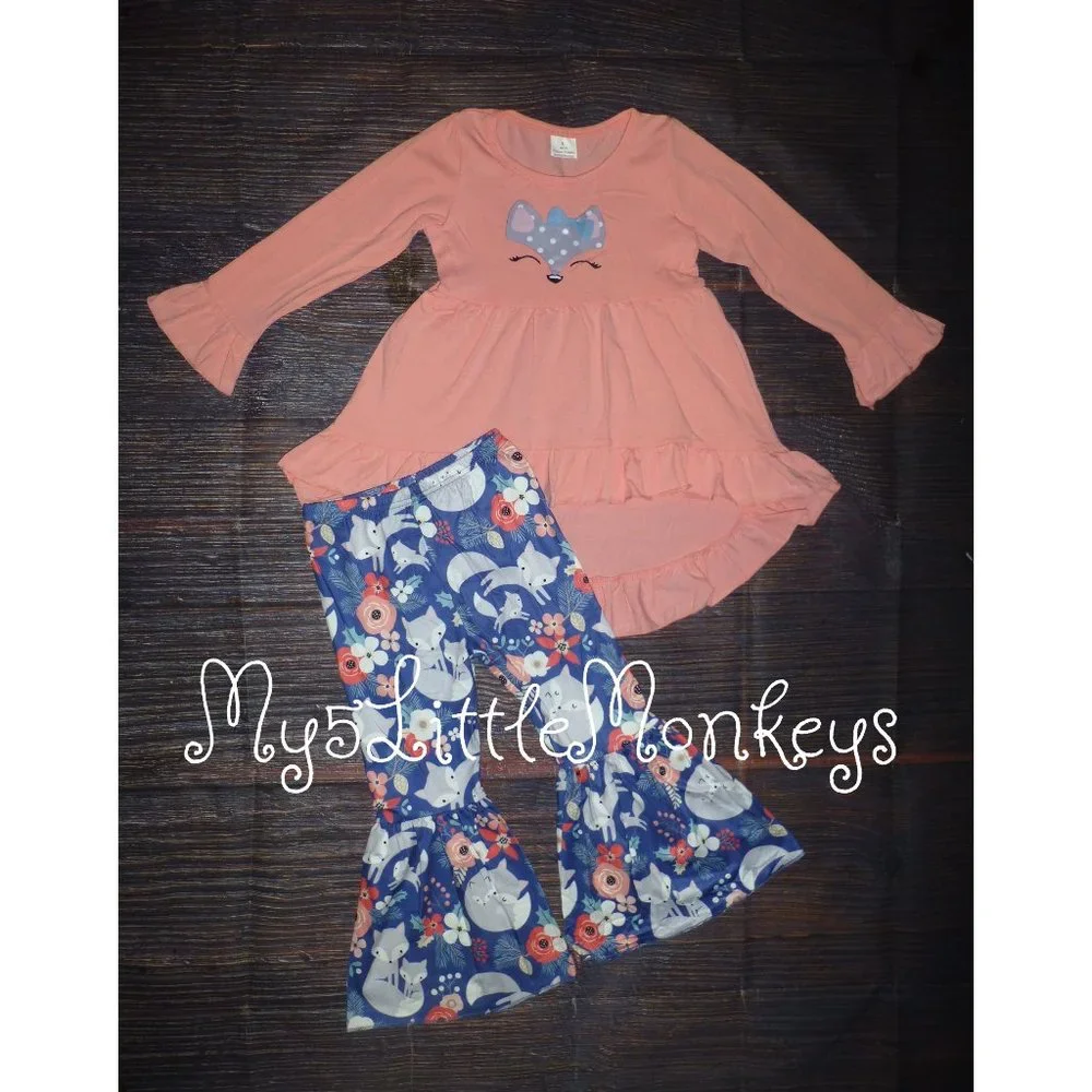 Fox Boutique Hi Low Tunic & Bell Bottoms Girls Outfit Set